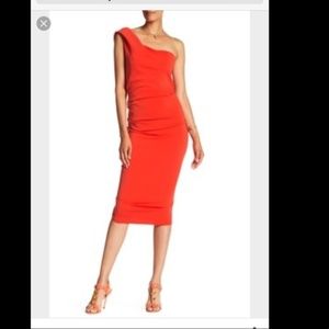 NWT Issue New York Red Ruffle Midi Dress